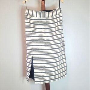 Maeve Anthropologie Wool Blend Striped Black/Cream Side Slit Midi Skirt Size 8